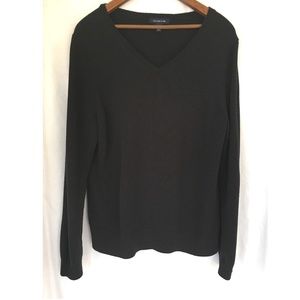 Lands' End Black V-Neck Pullover Sweater Women's L